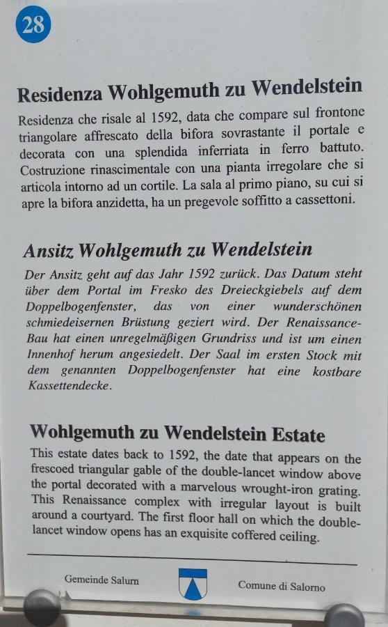 Ferienwohnung Ansitz Von Wohlgemuth Salurn Exterior foto